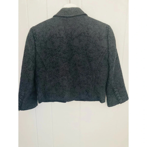 Club Monaco cropped Jacquard black blazer Sz 6 - Picture 3 of 13